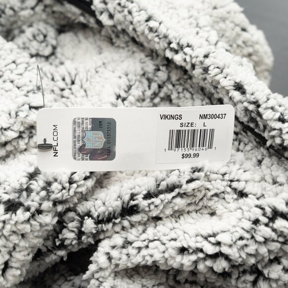 NFL Minnesota Vikings. Gray Sherpa Quarter-Zip Pullover Jacket. - Picture 3 of 7